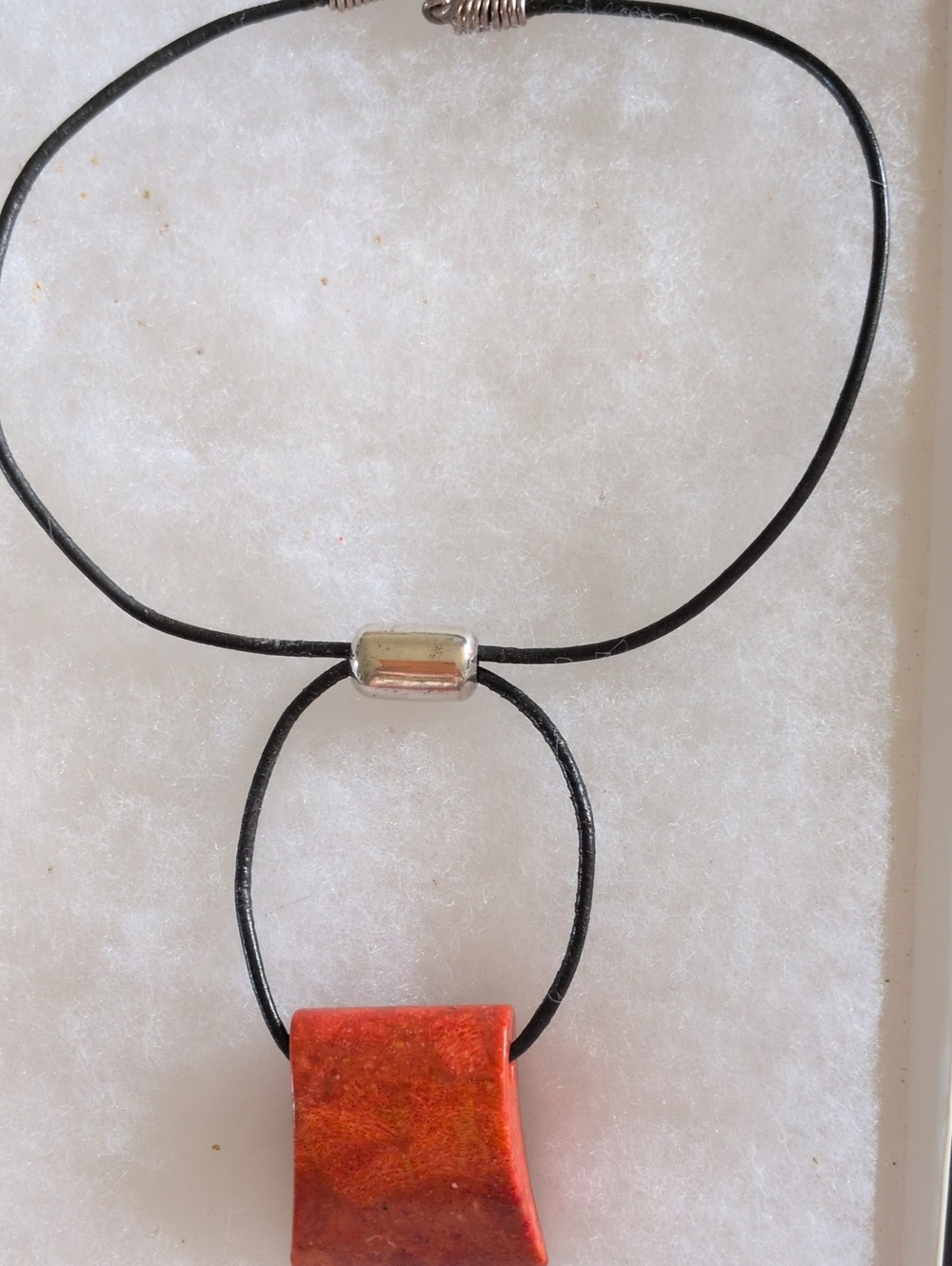 Silpada Handcrafted Red Pendant Necklace on Black Cord